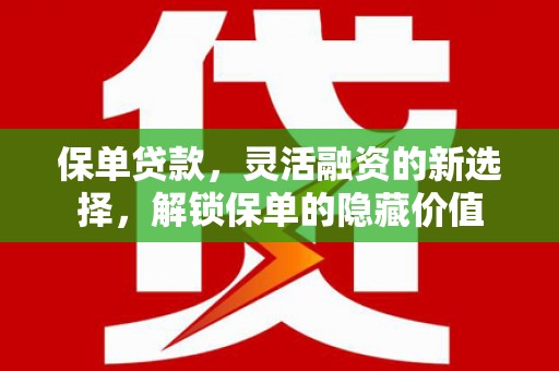 辛集保单贷款，灵活融资的新选择，解锁保单的隐藏价值