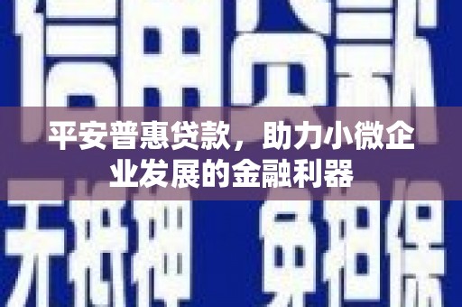 辛集平安普惠贷款，助力小微企业发展的金融利器